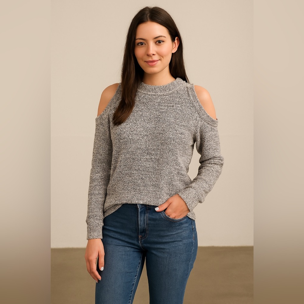 Express Women's Gray shoulderless Sweater- size small